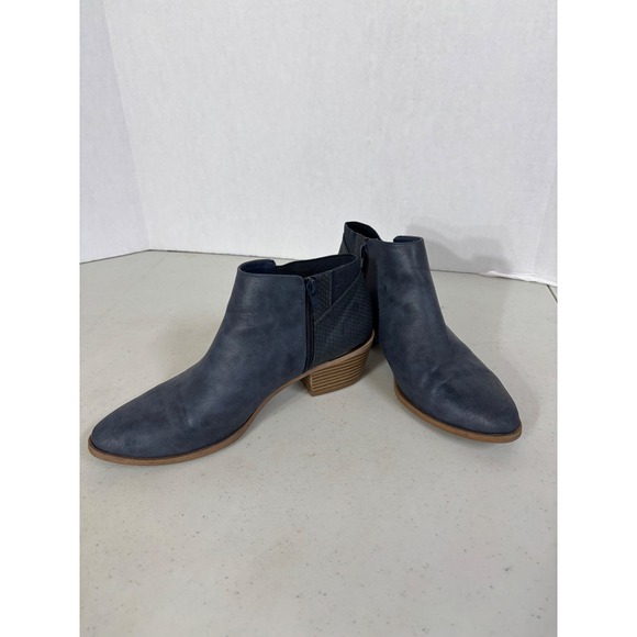 Simply Vera By Vera Wang Shoes - Womens Blue Faux Leather Ankle Boots Side Zip Simpl Vera 10M‎